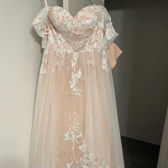Blush A-line Wedding Dress - Picture 1 of 10